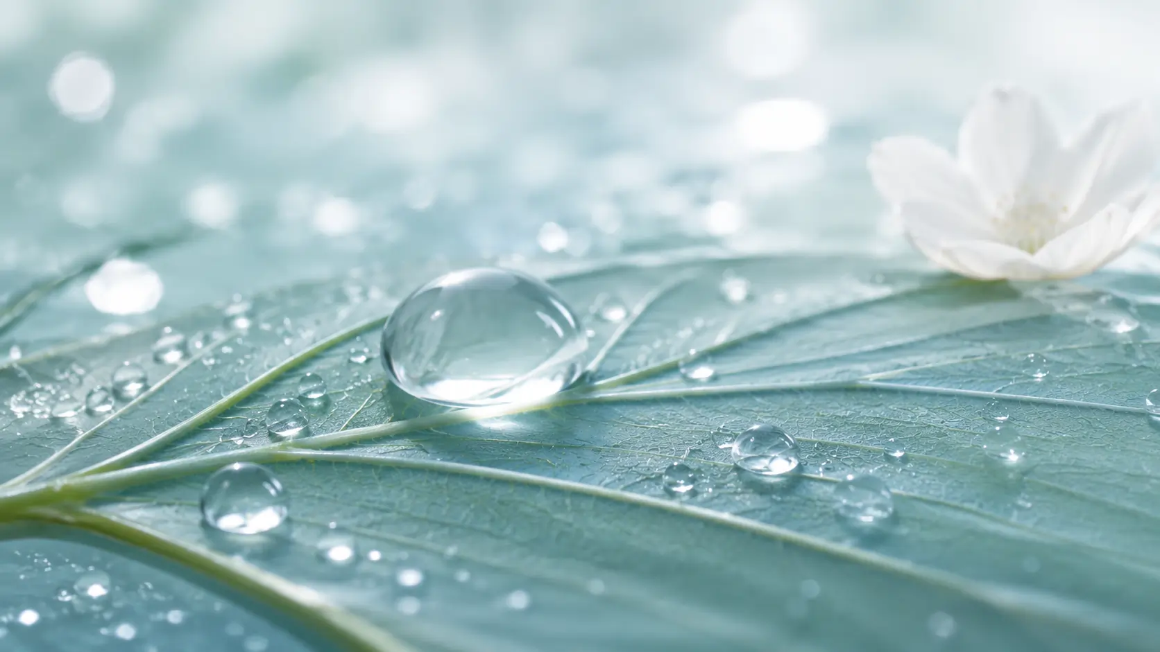 Fresh leaf with water droplets